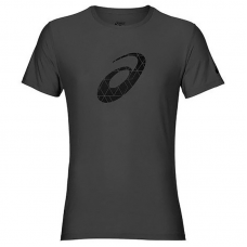 Asics Tee Men's Graphic Spiral Logo Dark Grey / Black