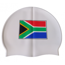Swim Cap Spurt SA Flag Block White