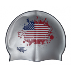 Swim Cap Country Flag Spurt - USA Silver Splash
