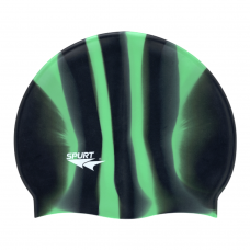 Swim Cap Multi-Colour Spurt - Vertical Stripes Black and Green
