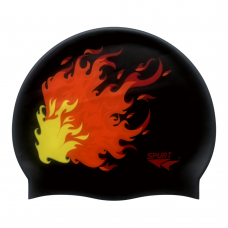 Swim Cap Fun Spurt - Flame on Black Background