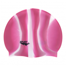 Swim Cap Multi-Colour Spurt - Vertical Stripes Pink and White